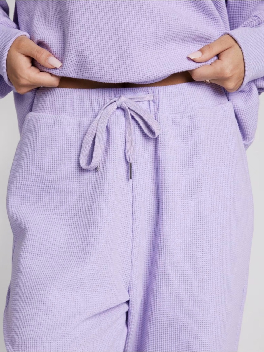 COMFRT Cozy Waffle-Knit Lounge Pants - Lavender size XS